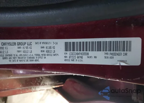 2015 Chrysler 200 Limited z USA, uszkodzony, nr VIN 1C3CCCABXFN535598